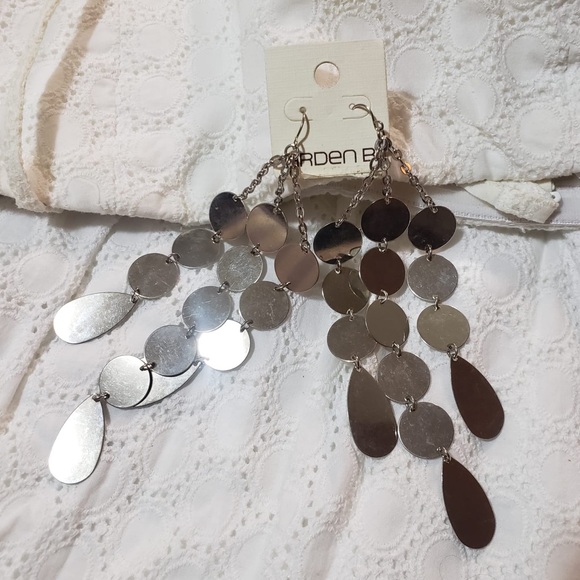 Arden B. Silver Metallic Chimey Dangly Earrings - Picture 2 of 9